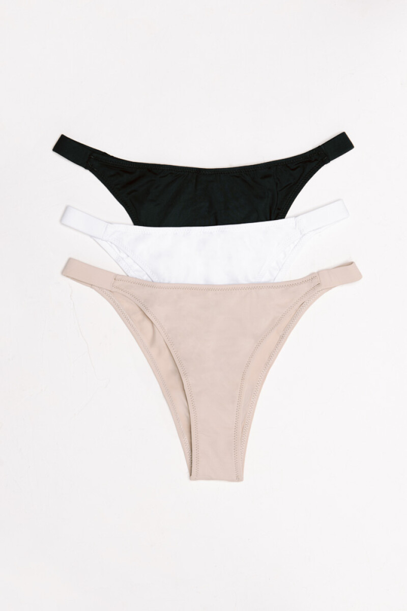 Pack de 3 Vedetina Vera [B26] - Blanco, Negro y Tostado 