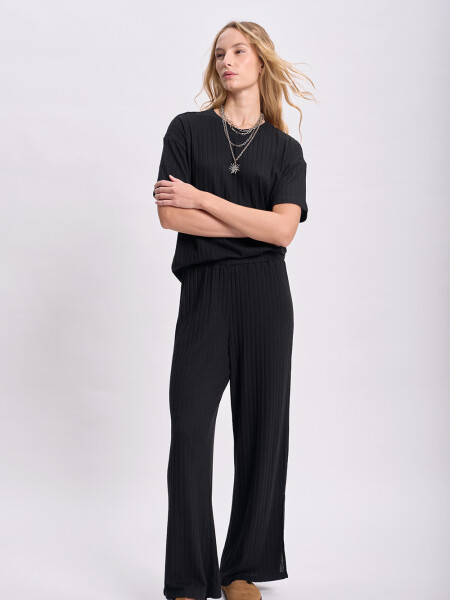 Pantalón ancho lanilla Negro