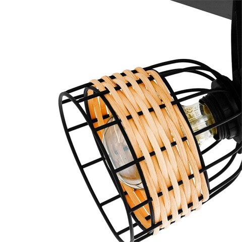 Spot de 2 luces E27 pantallas acero y ratán ANWICK EG4074