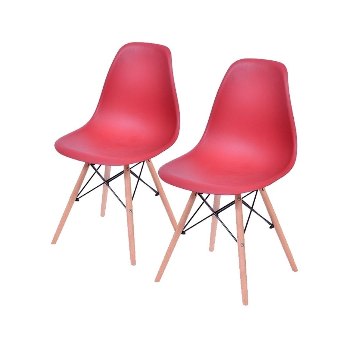 Kit X2 Silla Eames DKR Base En Madera - Granate 