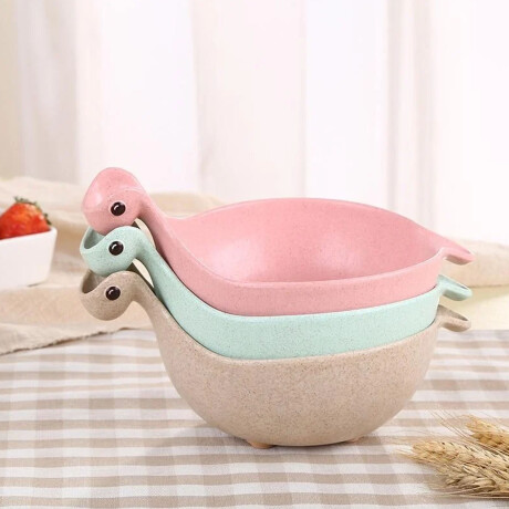 Bowl Plato Diseño Dinosaurio para Comida Bebé en Plástico Beige