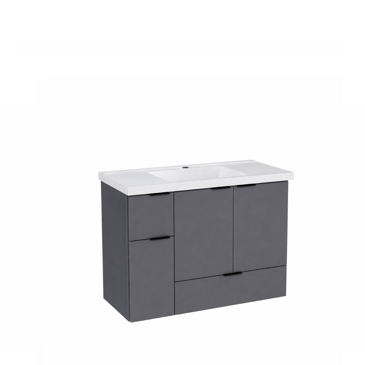 Mueble De Baño Suspendido Orquidea Gris 80 Cm Con Bacha De Resina 