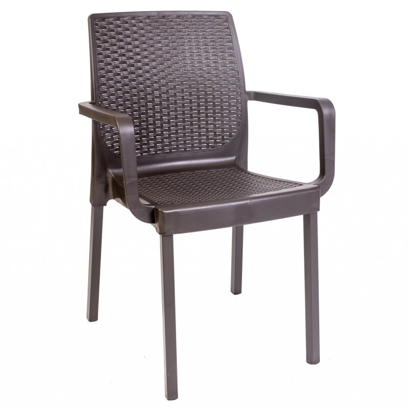 Silla Napoli Simil Ratán Marrón C/ Apoya Brazos Silla Napoli Simil Ratán Marrón C/ Apoya Brazos