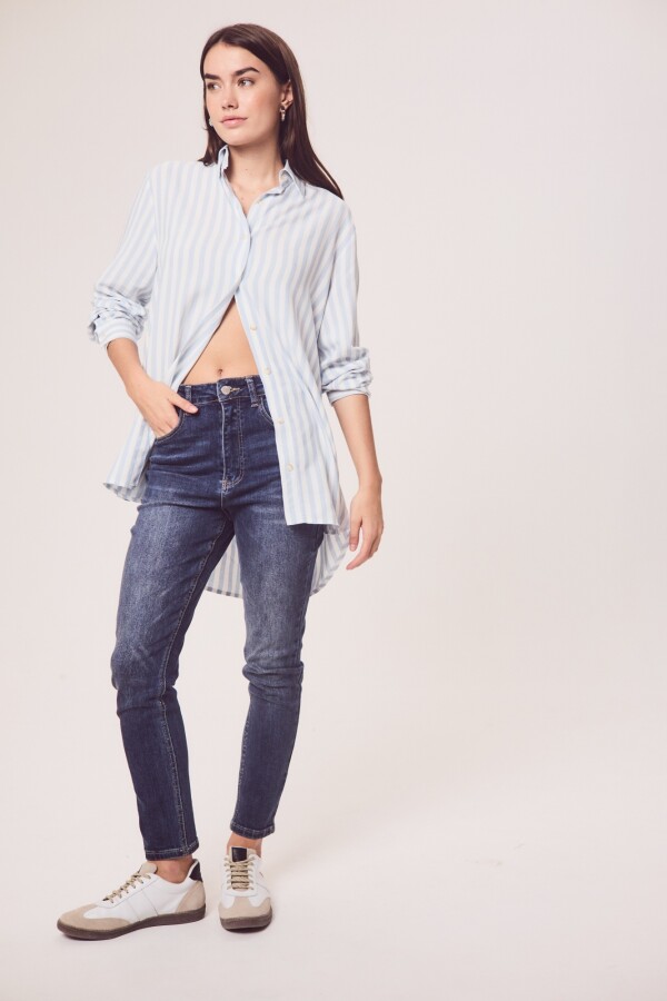 Blusa Rayas Celeste