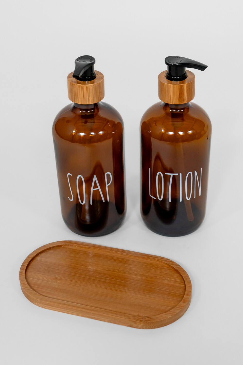 Organizador Set Jabón Y Loción, Con Bandeja De Bambú Estampado 2