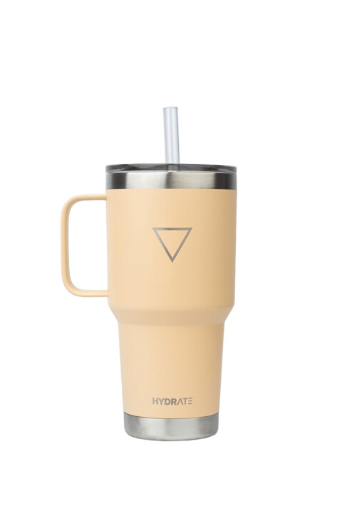 VASO HYDRATE CON PICO Y AGARRE 887ML BEIGE