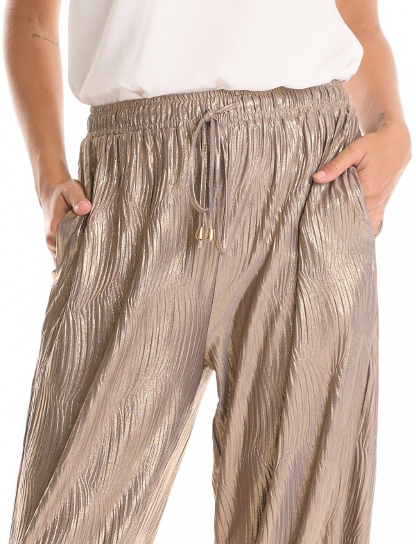 Pantalon Wide Leg Plisado DORADO