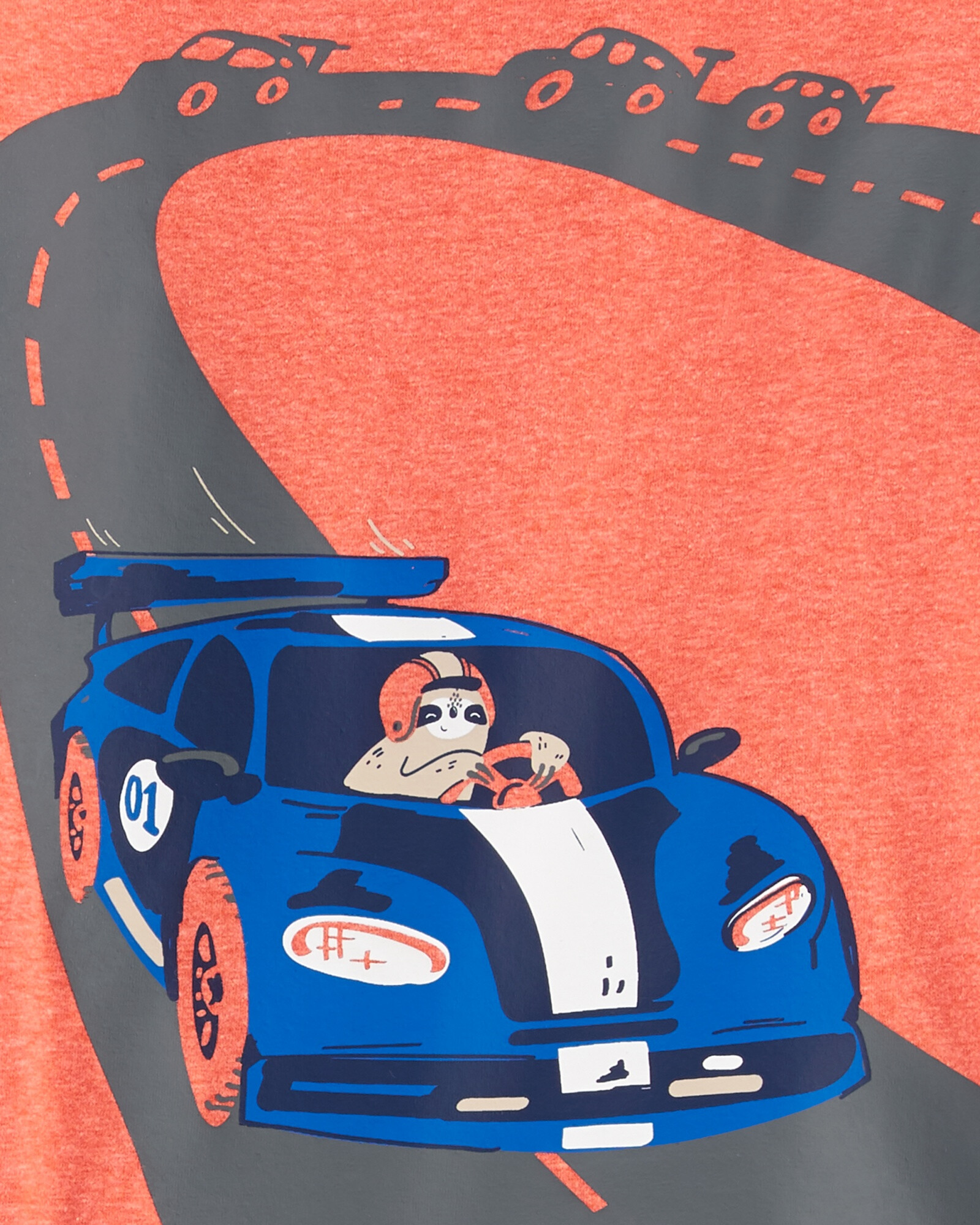 Set dos piezas pantalón y remera de algodón, estampa auto Sin color