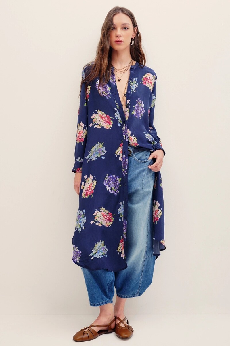 CAMISA SAITAMA BOUQUETS Azul