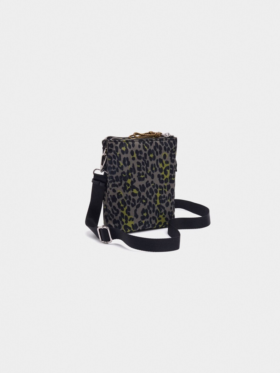 Bolso Bandolera Estampado Leopardo De Nylon multicolor