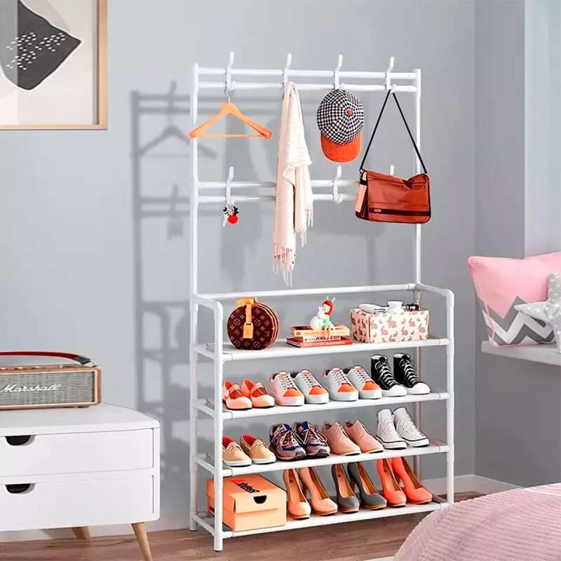 Perchero Zapatera Organizador Negro Blanco