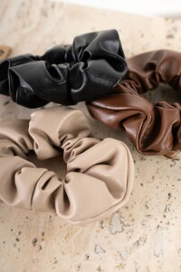Scrunchie Cuero Vegano Whisky