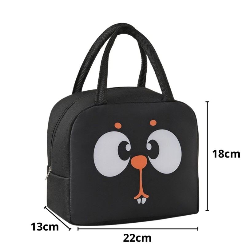 Bolsa Térmica Lonchera Infantil Bolso Caliente Frio Comida Conejo negro