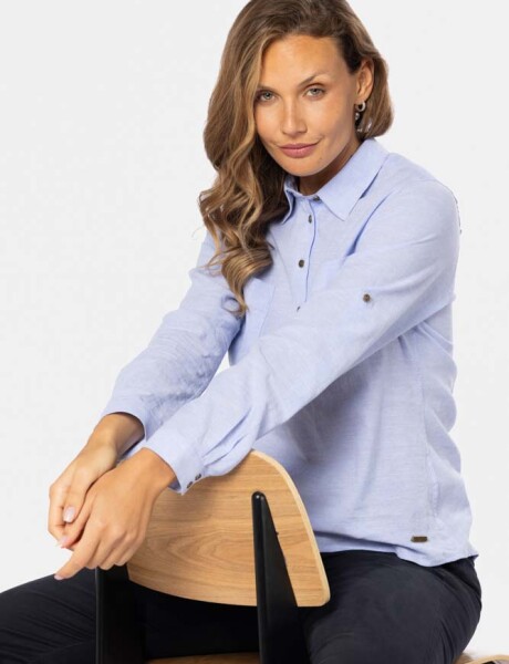CAMISA DE LINO MEDIO BOTÓN Lila