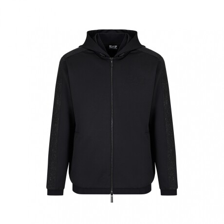 EA7 EMPORIO ARMANI GOLD LABEL STRETCH TECHNICAL TWILL HOODED Black
