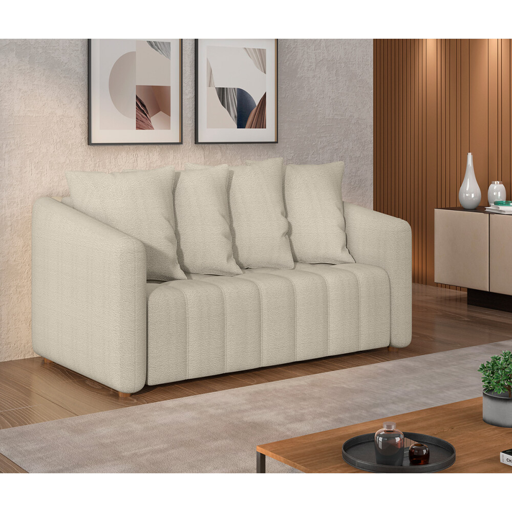 SILLÓN BARCELOS DE 3 CUERPOS, TELA CANADÁ ESTARKAD COLOR MARFIL Sillón Barcelos De 3 Cuerpos, Tela Canadá Estarkad Color Marfil