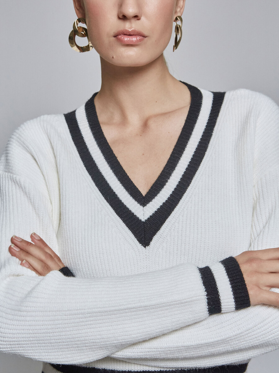 Sweater preppy - blanco 