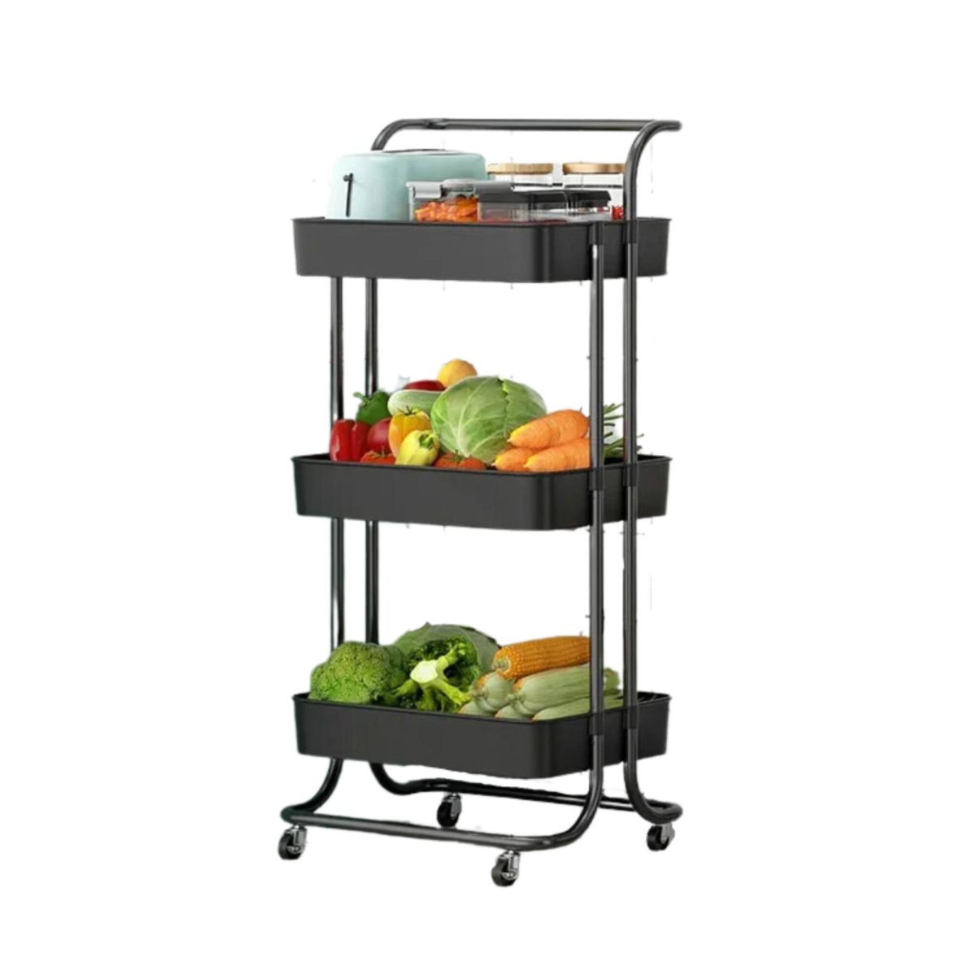 Carrito de cocina con ruedas, carrito de almacenamiento con ruedas de  rotación de 360 grados con ruedas, estante de almacenamiento de cocina
