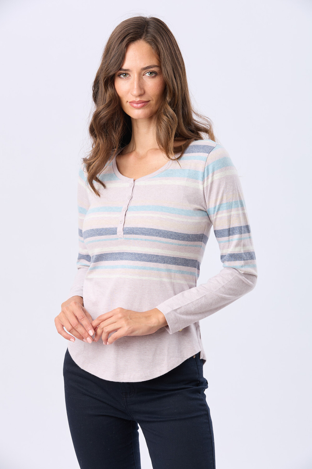 REMERA RAYADA DE ALGODÓN Lavanda