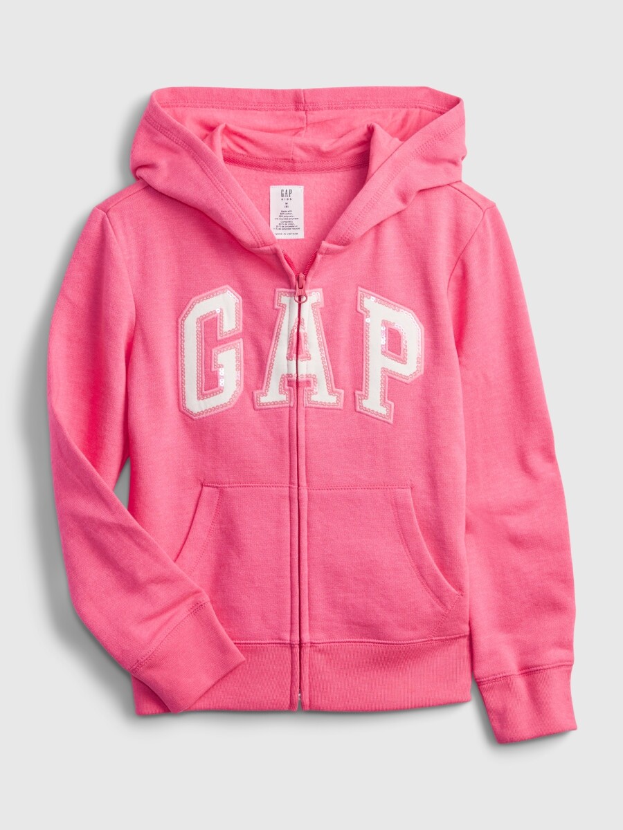 Canguro Logo Gap Con Cierre Con Felpa Niña - Pink Jubilee Nylon On 