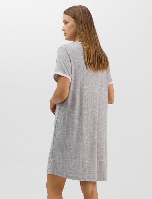Camisón Con Textura Acanalada GRIS