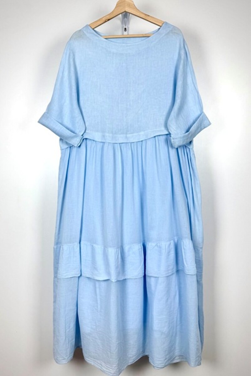 VESTIDO LINO/ALGODON OLMO - CELESTE 