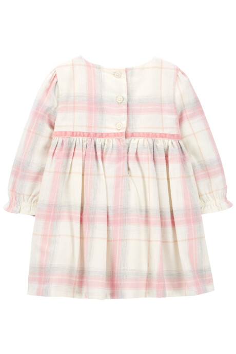 Vestido de algodón con lazo diseño a cuadros Sin color