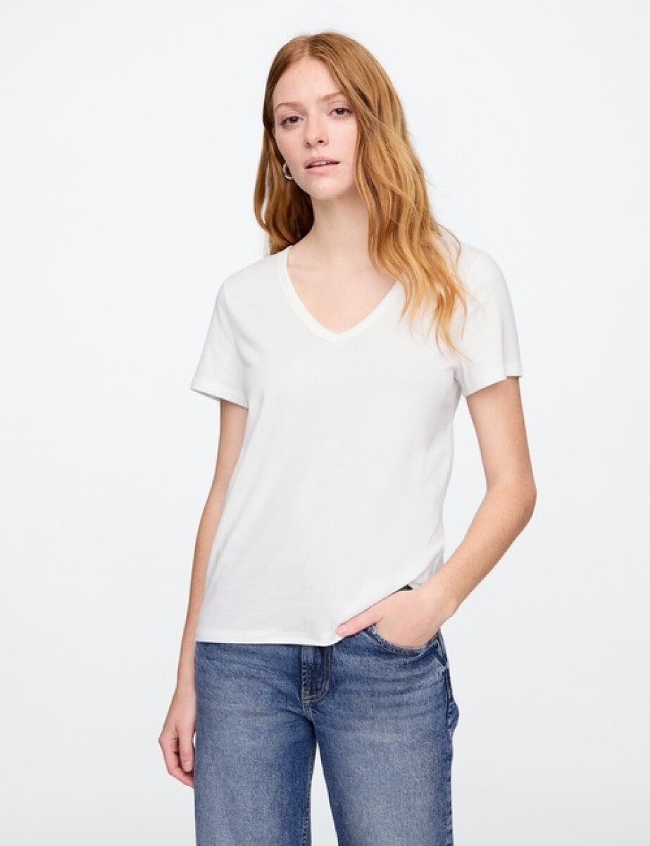 Remera Cuello V Mujer - White V2 Global 2 