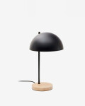 Lámpara de mesa Catlar de madera de fresno y metal con acabado pintado negro