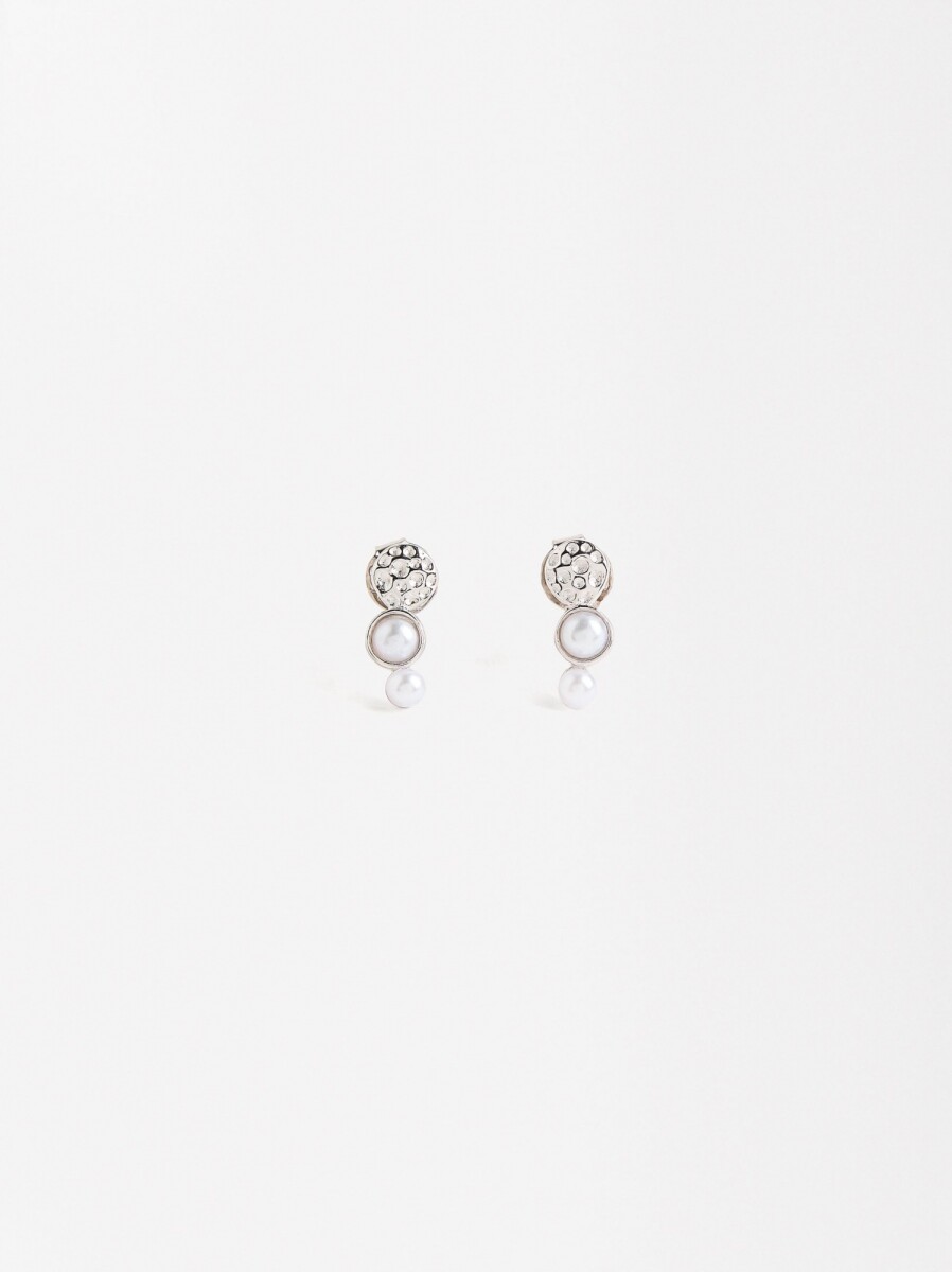 Pendientes Con Perlas - Plata De Ley 925 - plateado 