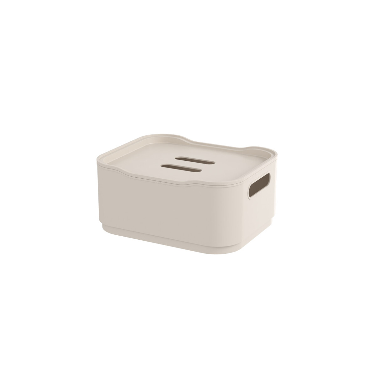 CANASTO C/TAPA PLASTICO FIT 18.5x15x8CM LIGHT GRAY 