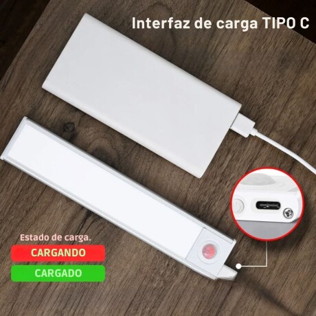 Barra Lampara Luz Led Recargable Sensor De Movimiento 40cm Plateado Barra Lampara Luz Led Recargable Sensor De Movimiento 40cm Plateado