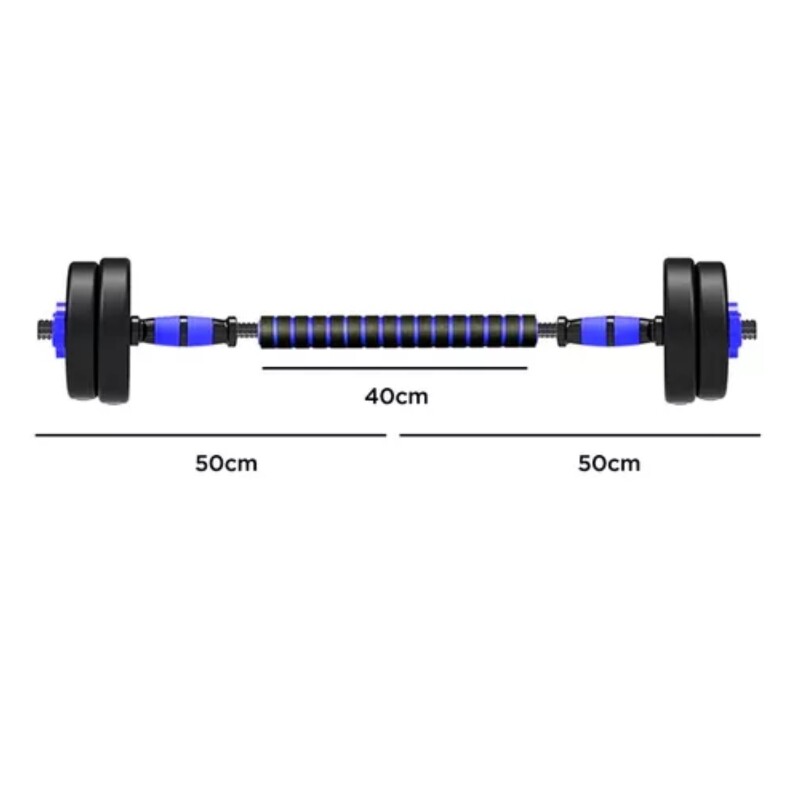 Set 2 Mancuernas Lumax Barra 2 En 1 20 Kg Para Entrenamiento En Casa Ajustable Azul