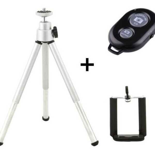 Mini Tripode + Soporte Celular + Disparador Bluetooth Mini Tripode + Soporte Celular + Disparador Bluetooth