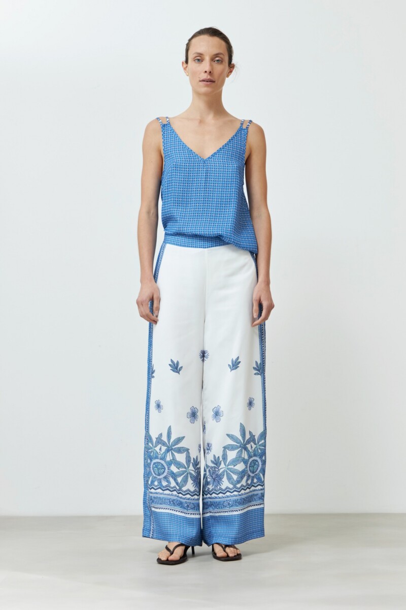Pantalón estampado con guarda azul