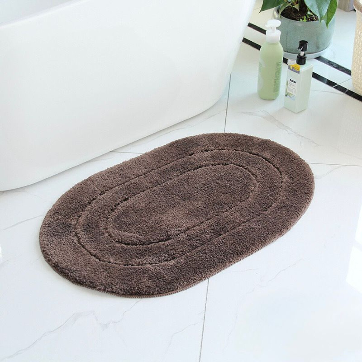 Alfombra de Baño Ovalada Suave y Antideslizante 80cm x 52cm 