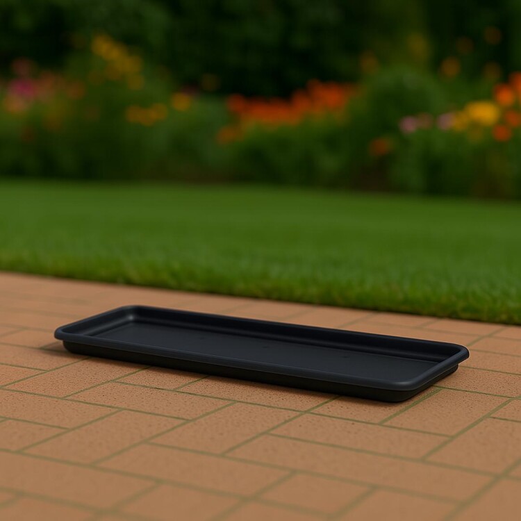 PLATO MACETA JARDINERA RECTANGULAR 55CM NEGRO