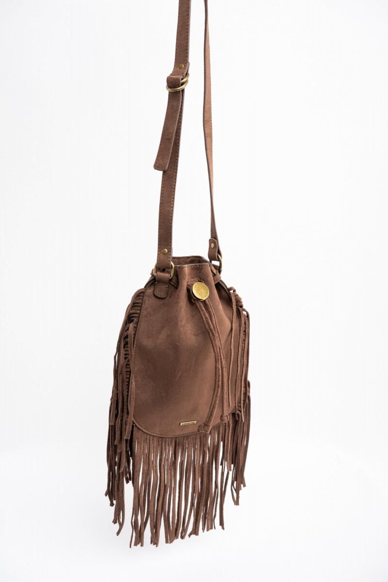 Cartera Flecos Gamuza Vegana Chocolate