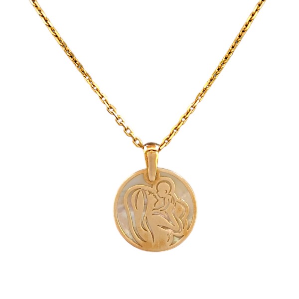Dije Mamá y bebé-Oro bajo-Piedra Nácar-CP8564 conpiedra