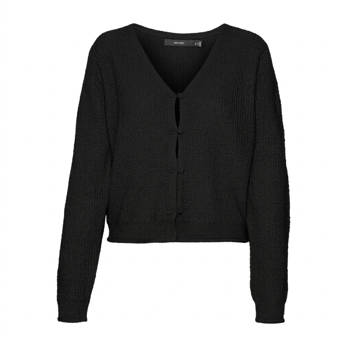 VMMILI LS V-NCK ROLLEDGE CARDIGAN GA BO - BLACK 