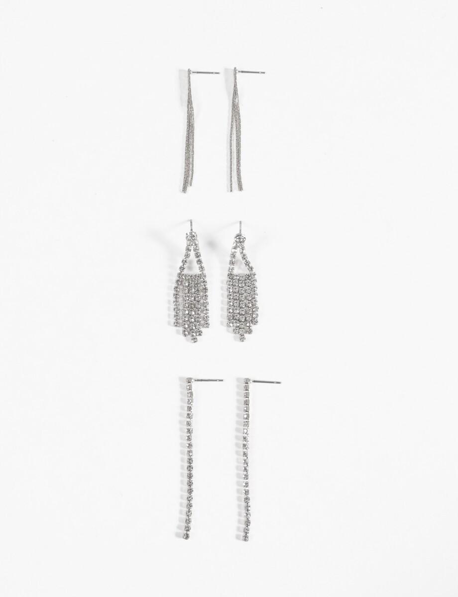 Set de caravanas strass - plateado 