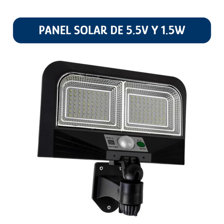 Foco Solar de Pared Exterior 126Leds c/Sensor Mov y Control Negro