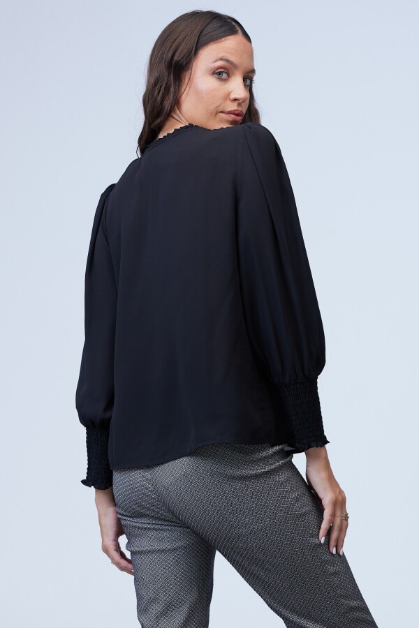 Blusa Gasa Frunce NEGRO