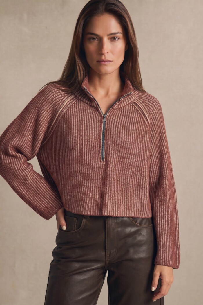 Sweater Algodón Cierre Bordeaux