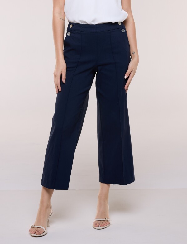 Pantalón Crop Con Botones AZUL