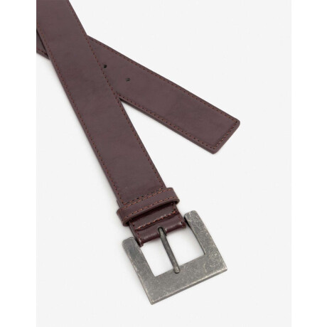 Cinturón Hebilla Cuadrada Burgundy Rojo Burdeaux