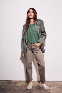 Blazer A Cuadros Oliva