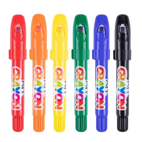 Set 6 Crayones Crayolas Lavables y Textura Sedosa con Tapa Multicolor