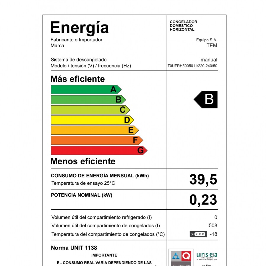Freezer Horizontal 508 Lts TEM T0UFRH5005011 Freezer Horizontal 508 Lts TEM T0UFRH5005011
