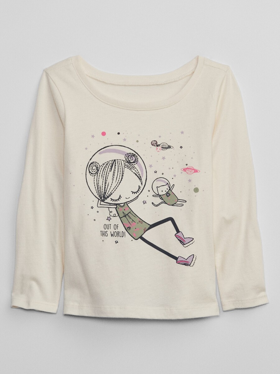 Remera Gráfico Manga Larga Toddler Niña - Ivory Frost 